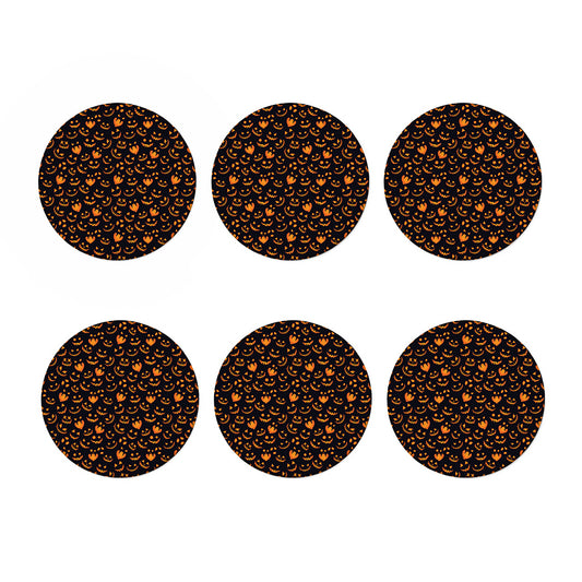 Halloween Pumpkin Faces Pattern Print Coaster Set