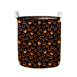 Halloween Pumpkin Faces Pattern Print Collapsible Laundry Basket