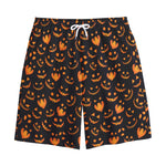 Halloween Pumpkin Faces Pattern Print Cotton Shorts