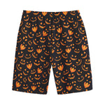 Halloween Pumpkin Faces Pattern Print Cotton Shorts