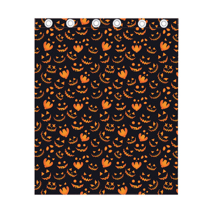 Halloween Pumpkin Faces Pattern Print Curtain
