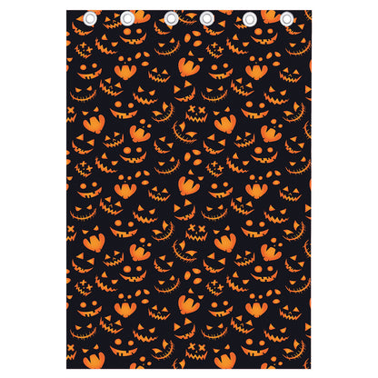 Halloween Pumpkin Faces Pattern Print Curtain