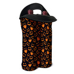 Halloween Pumpkin Faces Pattern Print Double Neoprene Wine Tote