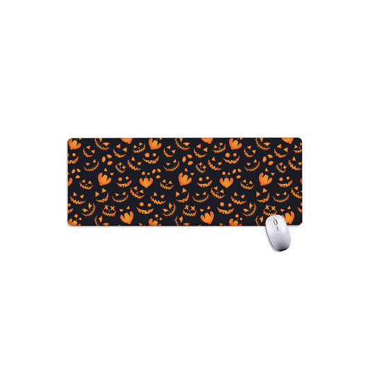 Halloween Pumpkin Faces Pattern Print Extended Mouse Pad