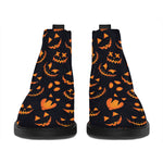 Halloween Pumpkin Faces Pattern Print Flat Ankle Boots