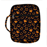 Halloween Pumpkin Faces Pattern Print Front Pocket Bible Bag