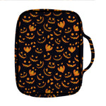 Halloween Pumpkin Faces Pattern Print Front Pocket Bible Bag