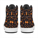 Halloween Pumpkin Faces Pattern Print High Top Leather Sneakers