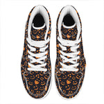 Halloween Pumpkin Faces Pattern Print High Top Leather Sneakers