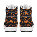 Halloween Pumpkin Faces Pattern Print High Top Leather Sneakers