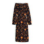 Halloween Pumpkin Faces Pattern Print Hooded Bathrobe