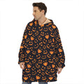 Halloween Pumpkin Faces Pattern Print Hoodie Blanket