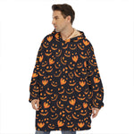 Halloween Pumpkin Faces Pattern Print Hoodie Blanket