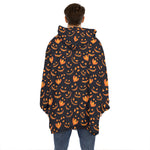 Halloween Pumpkin Faces Pattern Print Hoodie Blanket