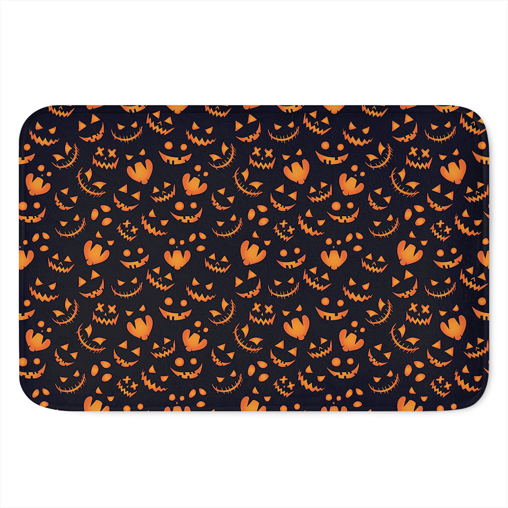 Halloween Pumpkin Faces Pattern Print Indoor Door Mat