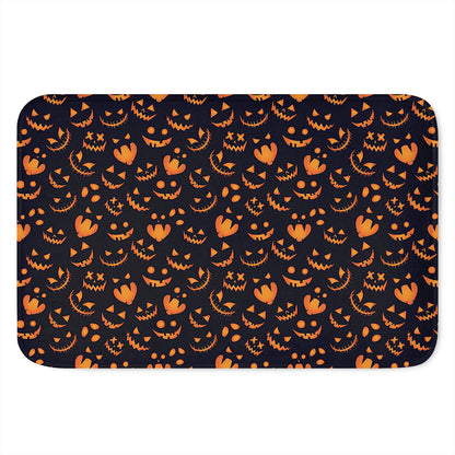 Halloween Pumpkin Faces Pattern Print Indoor Door Mat