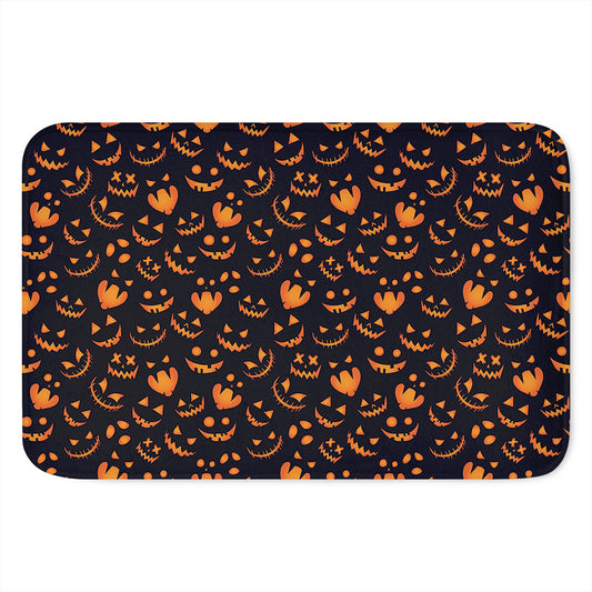 Halloween Pumpkin Faces Pattern Print Indoor Door Mat