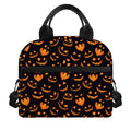 Halloween Pumpkin Faces Pattern Print Insulated Lunch Bag