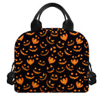 Halloween Pumpkin Faces Pattern Print Insulated Lunch Bag