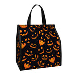 Halloween Pumpkin Faces Pattern Print Insulated Lunch Tote