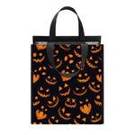 Halloween Pumpkin Faces Pattern Print Insulated Lunch Tote
