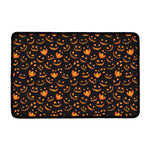 Halloween Pumpkin Faces Pattern Print Kitchen Mat