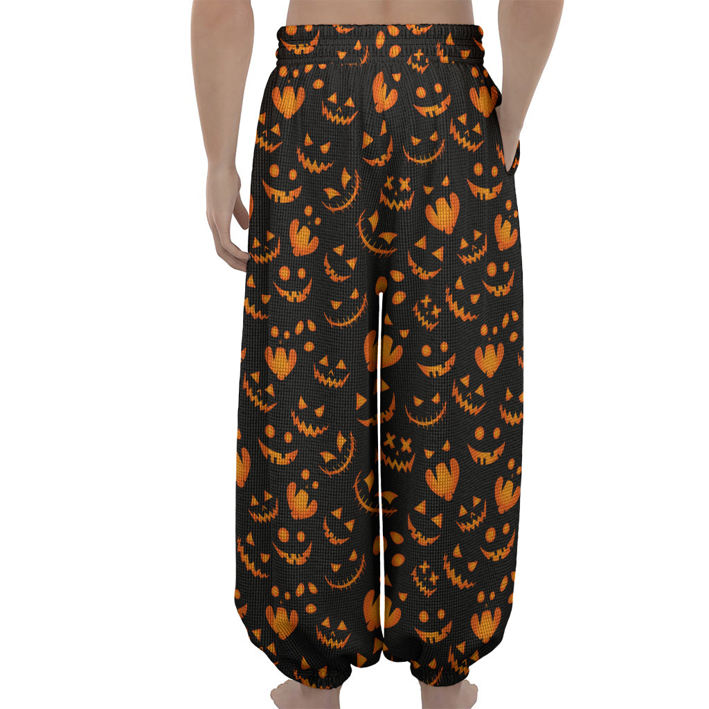 Halloween Pumpkin Faces Pattern Print Lantern Pants