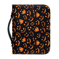 Halloween Pumpkin Faces Pattern Print Leather Bible Cover