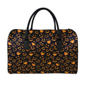 Halloween Pumpkin Faces Pattern Print Leather Duffel Bag