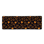 Halloween Pumpkin Faces Pattern Print Long Kitchen Mat