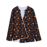 Halloween Pumpkin Faces Pattern Print Long Sleeve Short Coat
