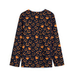 Halloween Pumpkin Faces Pattern Print Long Sleeve Short Coat
