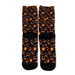 Halloween Pumpkin Faces Pattern Print Long Socks