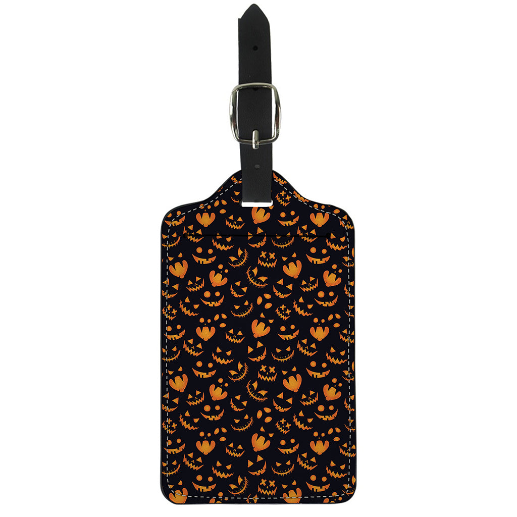 Halloween Pumpkin Faces Pattern Print Luggage Tag