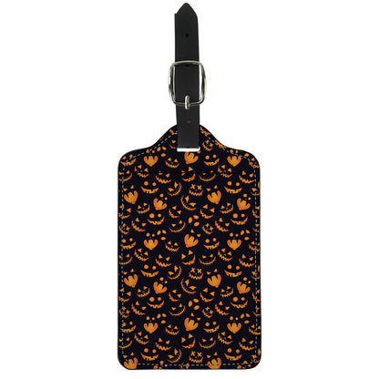 Halloween Pumpkin Faces Pattern Print Luggage Tag
