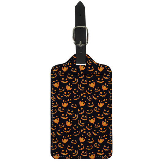 Halloween Pumpkin Faces Pattern Print Luggage Tag