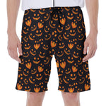 Halloween Pumpkin Faces Pattern Print Men's Beach Shorts