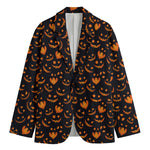 Halloween Pumpkin Faces Pattern Print Men's Blazer