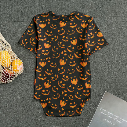 Halloween Pumpkin Faces Pattern Print Men's Bodysuit