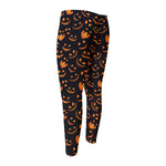 Halloween Pumpkin Faces Pattern Print Men's Compression Pants