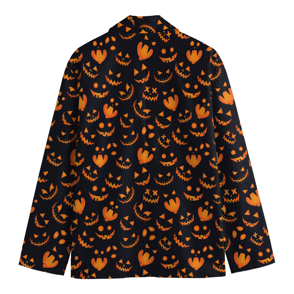 Halloween Pumpkin Faces Pattern Print Men's Cotton Blazer