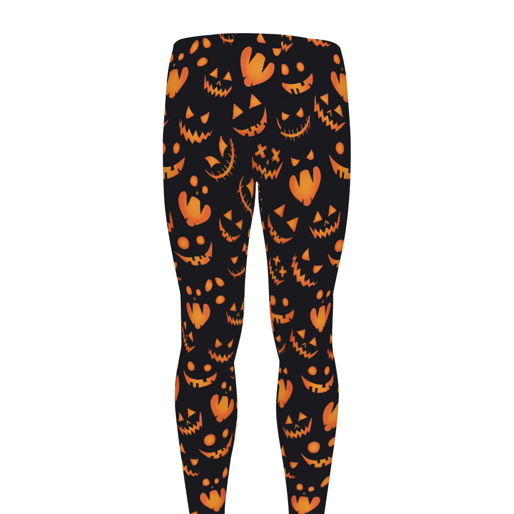 Halloween Pumpkin Faces Pattern Print Men's leggings
