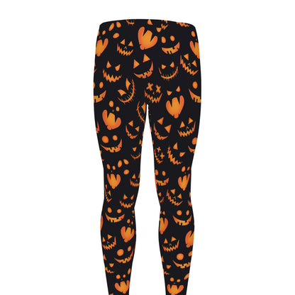 Halloween Pumpkin Faces Pattern Print Men's leggings