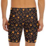 Halloween Pumpkin Faces Pattern Print Men's Long Boxer Briefs