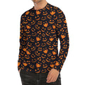Halloween Pumpkin Faces Pattern Print Men's Long Sleeve Rash Guard