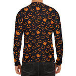 Halloween Pumpkin Faces Pattern Print Men's Long Sleeve Rash Guard