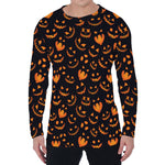 Halloween Pumpkin Faces Pattern Print Men's Long Sleeve T-Shirt