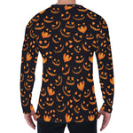 Halloween Pumpkin Faces Pattern Print Men's Long Sleeve T-Shirt