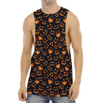 Halloween Pumpkin Faces Pattern Print Men's Muscle Tank Top