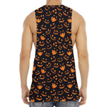 Halloween Pumpkin Faces Pattern Print Men's Muscle Tank Top